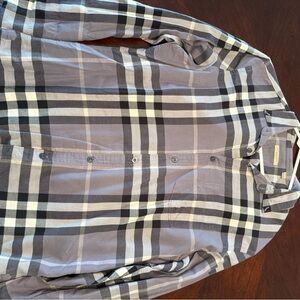 Burberry Men's Gray and Black Check Shirt